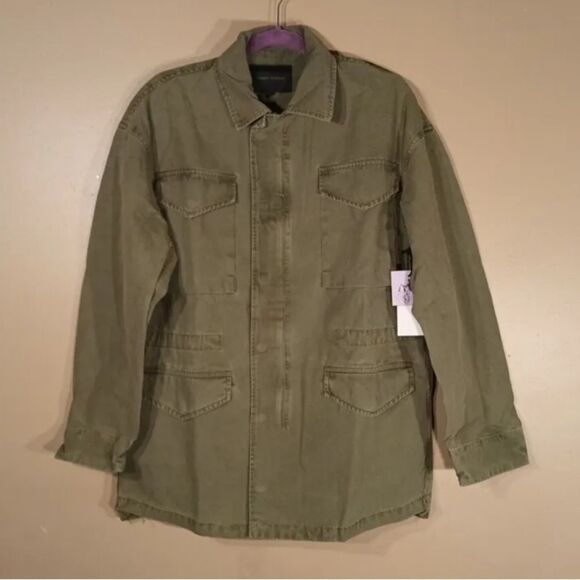 NWT SPIRIT JERSEY “Almost Angels” green canvas jacket 🔥 unisex 🔥 oversized - Picture 3 of 14